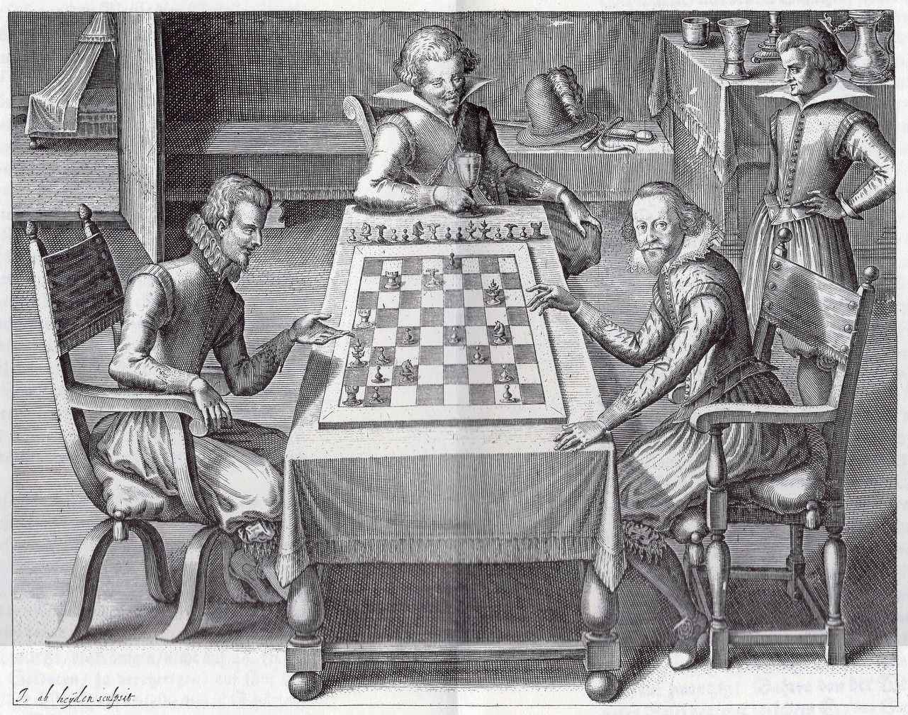 Engraving on the subject of chess. A Game at ChÃ¦ss as it was A